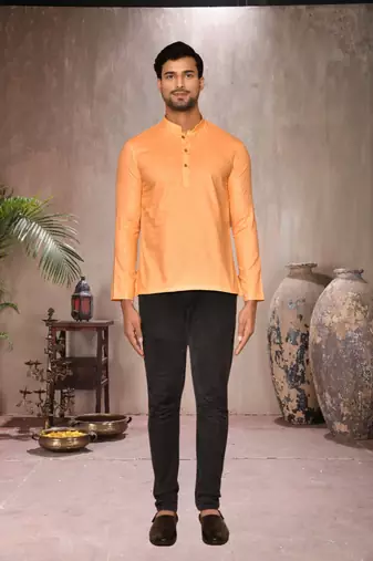 fawn cotton short kurta for mens