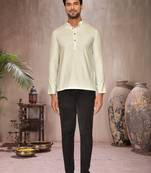 cream cotton short kurta for mens
