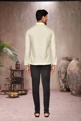 cream cotton short kurta for mens 2