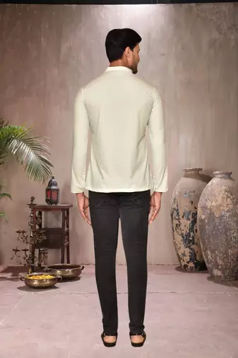 cream cotton short kurta for mens