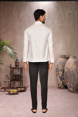 cream cotton short kurta for mens 2