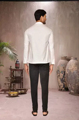 cream cotton short kurta for mens