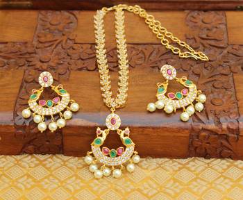Designer peacock cz necklace set 1