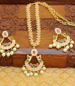 Designer peacock cz necklace set