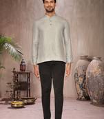 grey cotton short kurta for mens