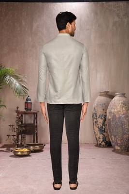 grey cotton short kurta for mens 2