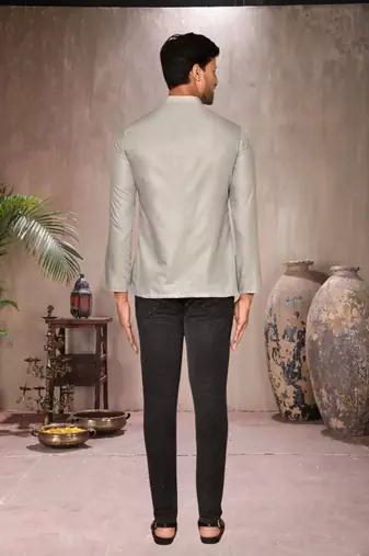 grey cotton short kurta for mens