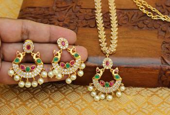 Designer peacock cz necklace set 2