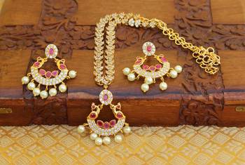 Designer peacock cz necklace set 1