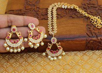 Designer peacock cz necklace set 2