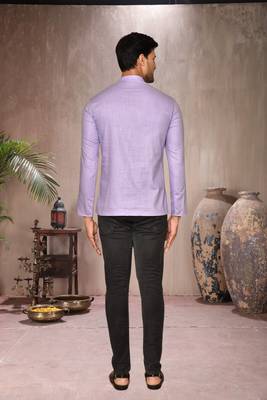 purple cotton short kurta for mens 4