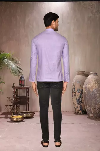purple cotton short kurta for mens
