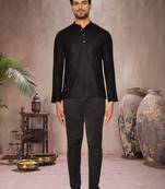 black cotton short kurta for mens
