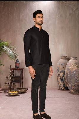 black cotton short kurta for mens 2
