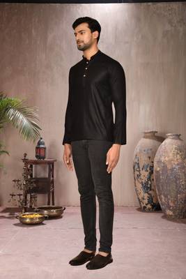 black cotton short kurta for mens 3
