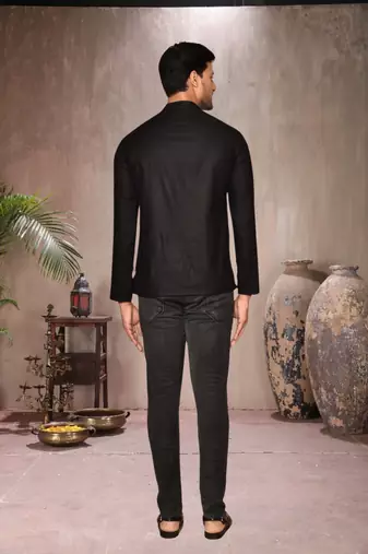 black cotton short kurta for mens