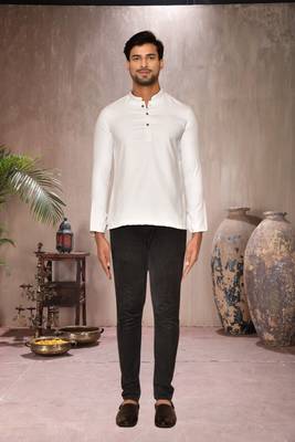 white cotton short kurta for mens 1