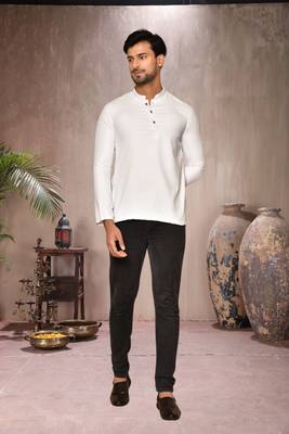 white cotton short kurta for mens 2