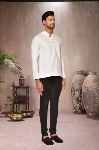white cotton short kurta for mens