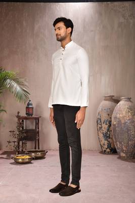 white cotton short kurta for mens 4