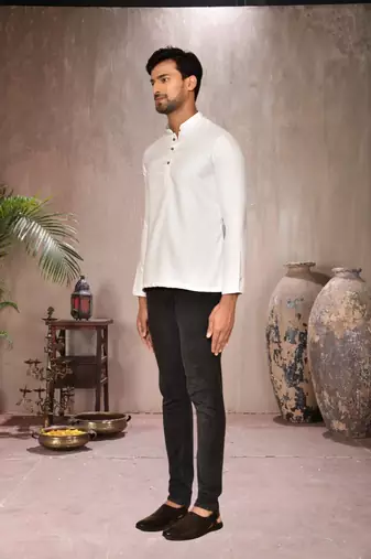 white cotton short kurta for mens