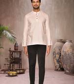 cream cotton short kurta for mens