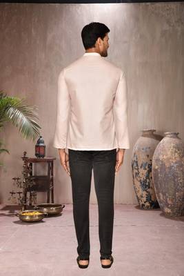 cream cotton short kurta for mens 2