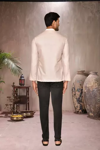 cream cotton short kurta for mens
