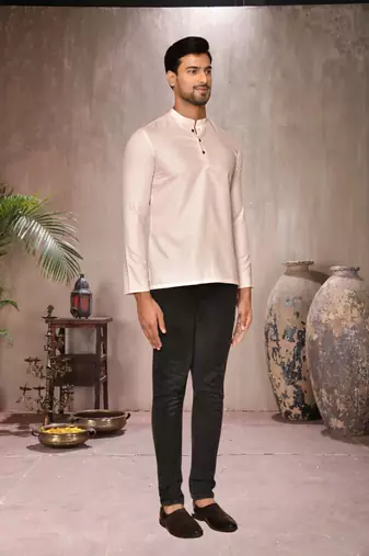 cream cotton short kurta for mens