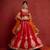 Deep Red and Orange Zari Motif Lehenga