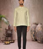 cream cotton short kurta for mens