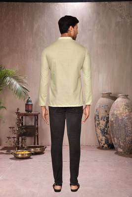 cream cotton short kurta for mens 4