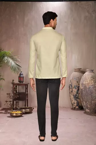 cream cotton short kurta for mens
