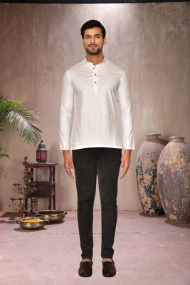 white cotton short kurta for mens 1