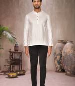 white cotton short kurta for mens