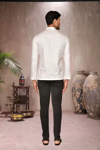 white cotton short kurta for mens
