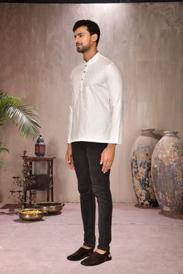 white cotton short kurta for mens 3