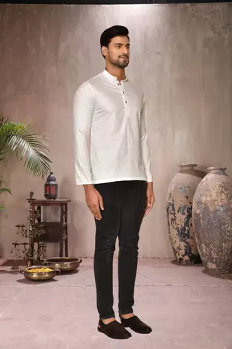 white cotton short kurta for mens