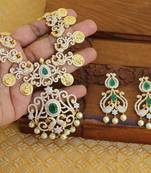 Designer peacock cz necklace set