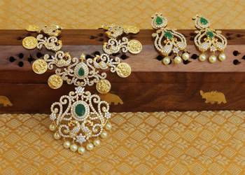 Designer peacock cz necklace set 2