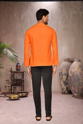 orange cotton short kurta for mens 3