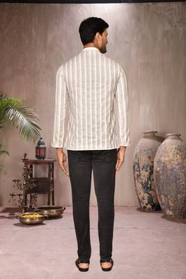 cream cotton short kurta for mens 4