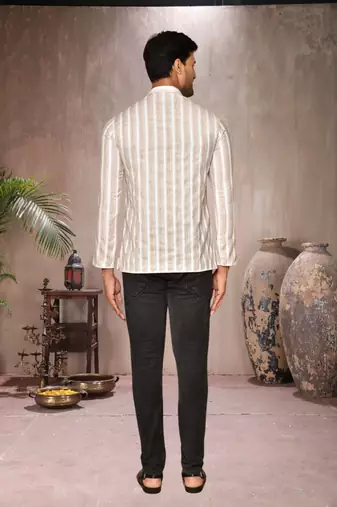cream cotton short kurta for mens
