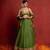 Olive Green Zari Border Organza Lehenga