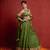 Olive Green Zari Border Organza Lehenga