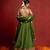 Olive Green Zari Border Organza Lehenga