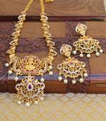 Matte finish peacock lakshmi necklace set