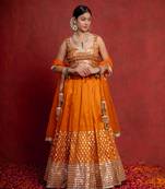 Burnt Orange Gotapatti and Sequin Lehenga