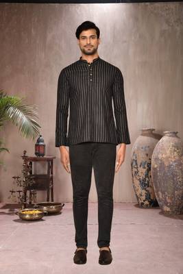 black cotton short kurta for mens 1