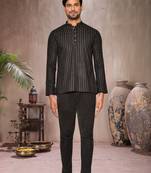 black cotton short kurta for mens